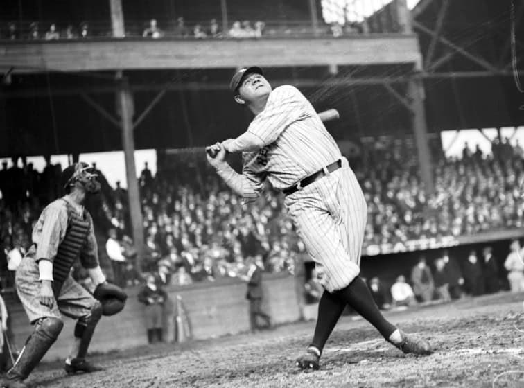 A graphic showcasing Babe Ruth's remarkable run production stats and key moments in baseball.